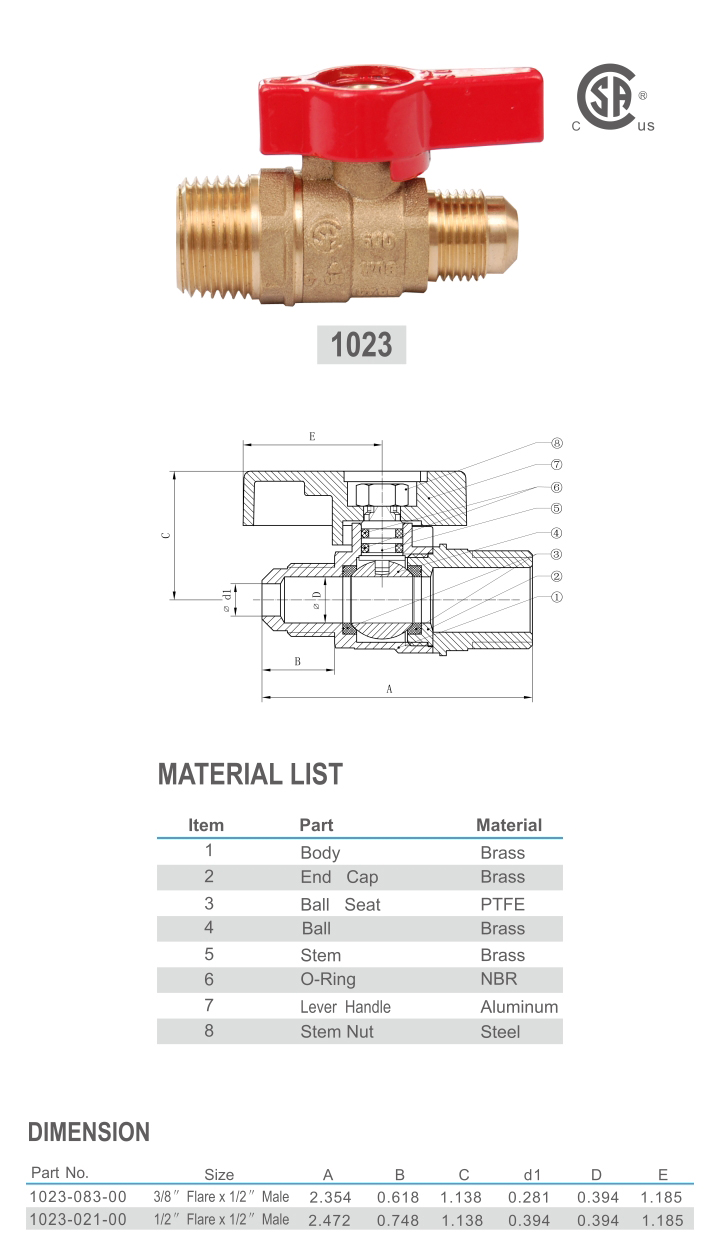 Brass Gas Ball Valve Flare X Mip Huaping Intelligent Control Technology